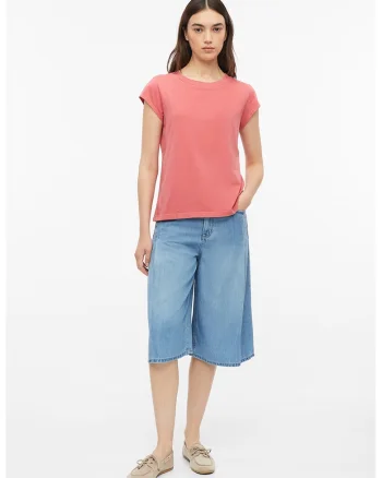 Tricou cu decolteu rotund, Roz deschis