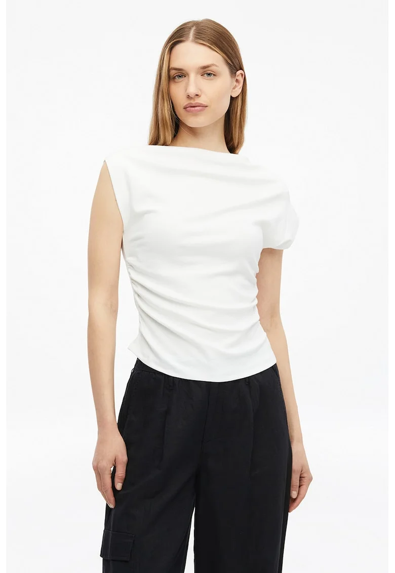 Tricou uni slim fit, Alb