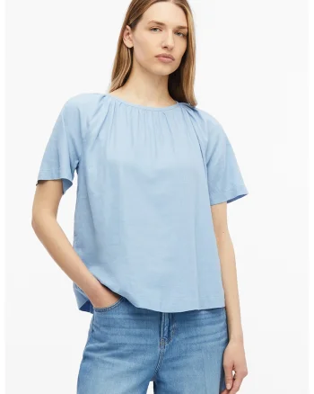 Bluza lejera din amestec de in, Albastru pastel