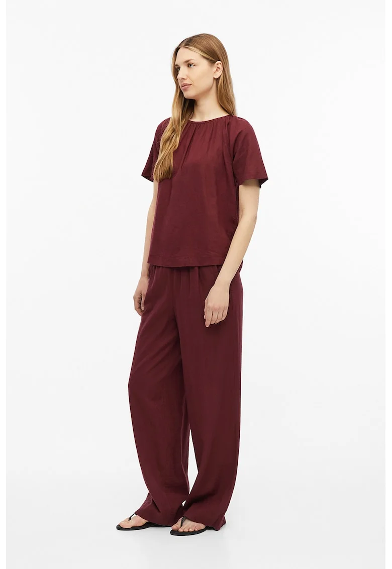 Bluza lejera din amestec de in, Visiniu inchis