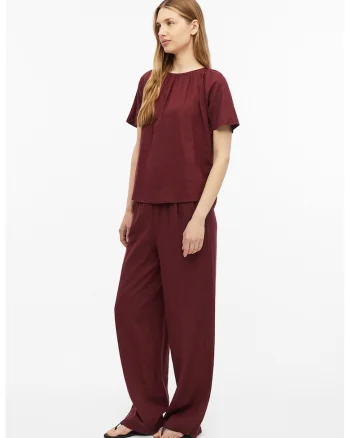 Bluza lejera din amestec de in, Visiniu inchis