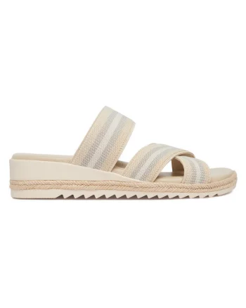 Papuci dama,  textil, bej, piele ecologica