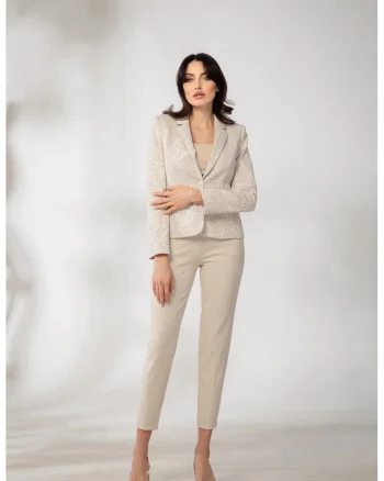 Blazer din jacquard texturat cu imprimeu paisley, Bej
