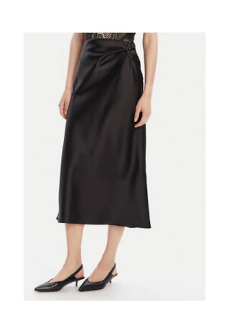 Fusta midi,  neagra, 100% poliester,