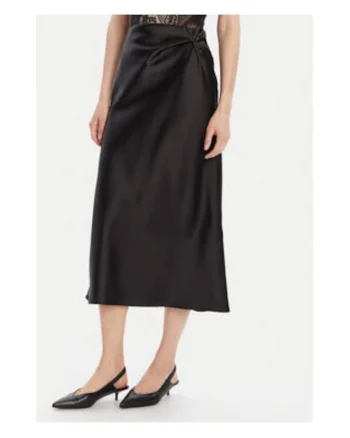 Fusta midi,  neagra, 100% poliester,
