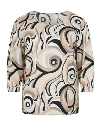 Bluza cu imprimeu abstract si maneci trei sferturi