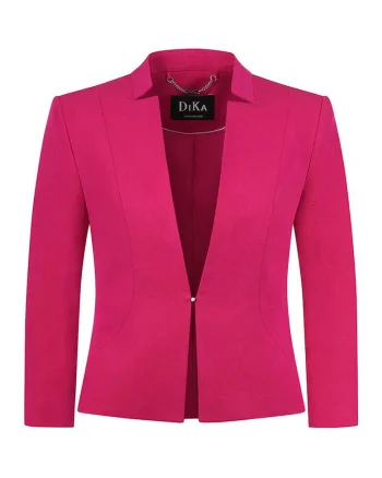 Blazer cambrat din amestec de in, Fucsia