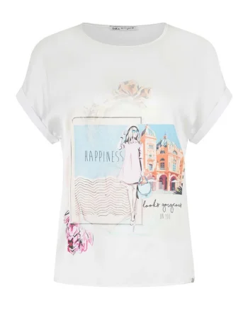 Tricou cu imprimeu foto, Alb