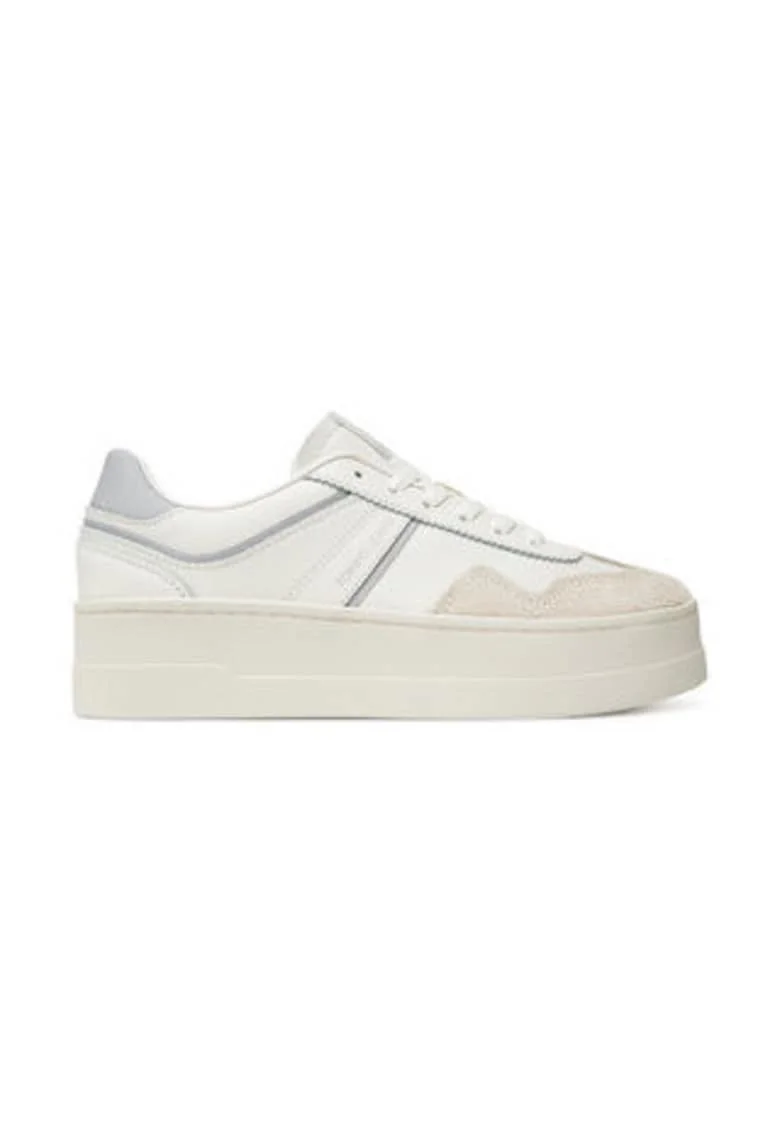 Pantofi sport flatform din piele, Alb