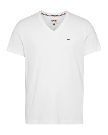 Tricou de bumbac organic cu decolteu in V, Alb