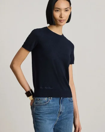 Lauren Ralph Lauren pulover cu mânecă scurtă pentru femei cu modal