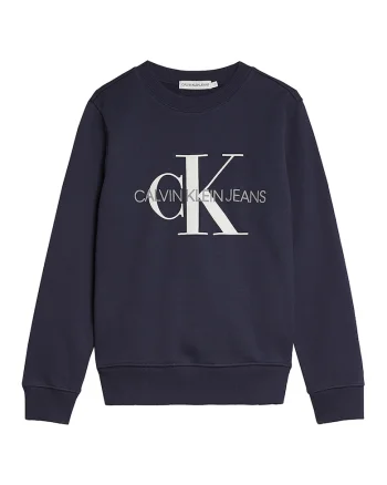 CALVIN KLEIN, Bluza sport din bumbac organic cu imprimeu logo, Alb/Bleumarin