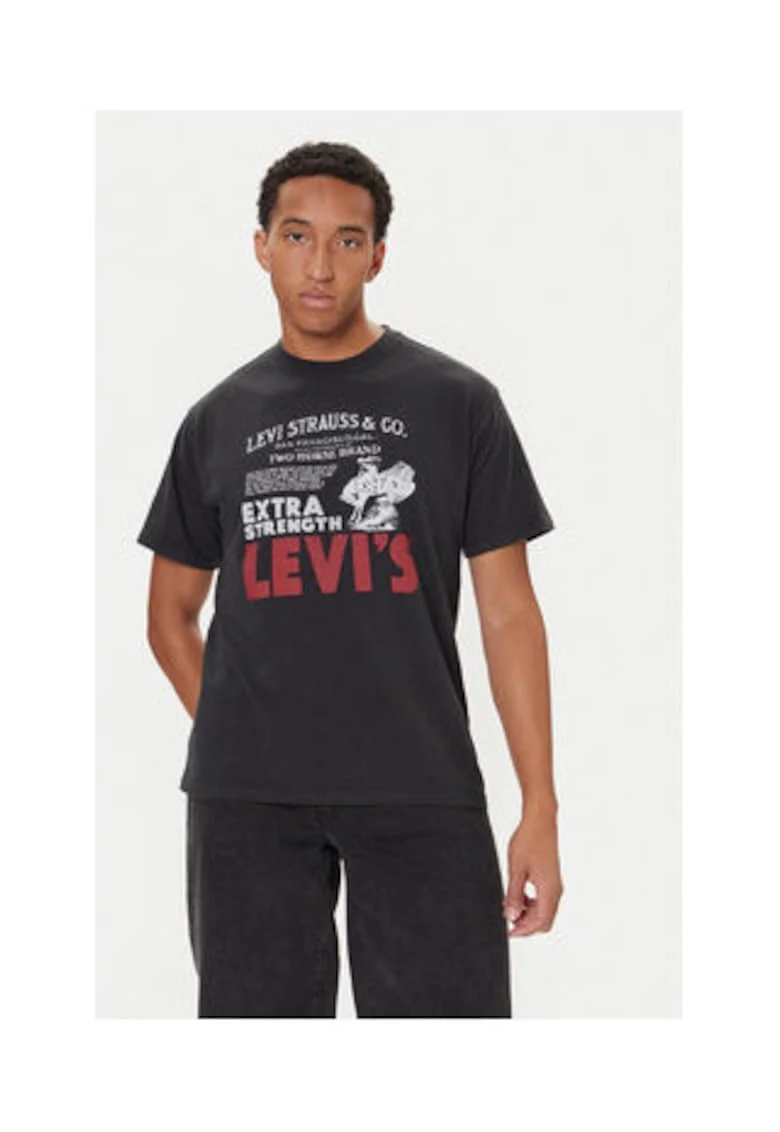 Tricou Barbati, Levi S, Negru, 100% bumbac,