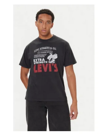 Tricou Barbati, Levi S, Negru, 100% bumbac,