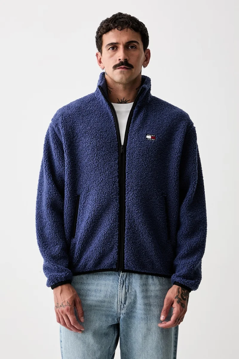 Tommy Jeans hanorac cu fermoar pentru bărbați din polar