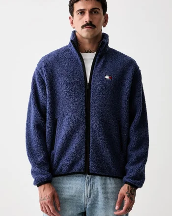Tommy Jeans hanorac cu fermoar pentru bărbați din polar