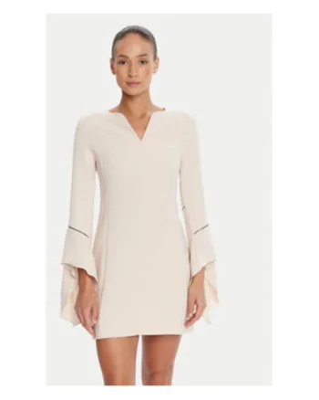 Rochie de cocktail,  bej, 78% poliester, 17% viscoza, 5% elastan