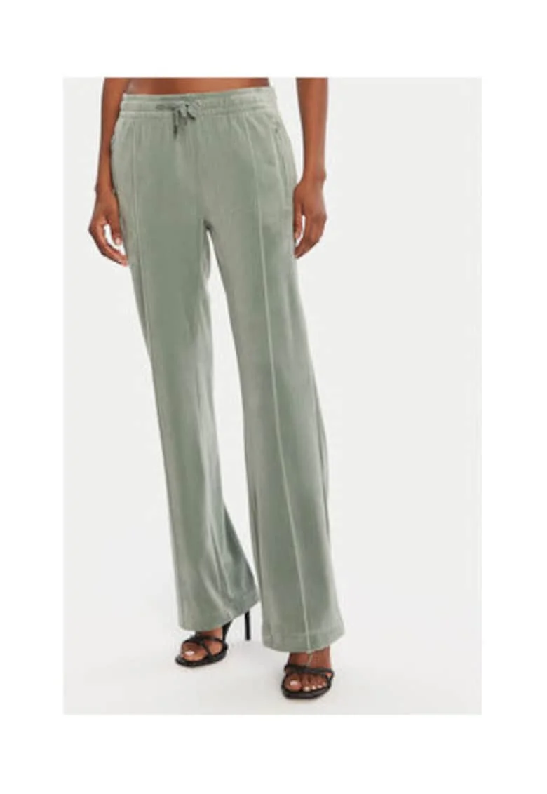 Pantaloni dama,  verde, poliester si elastan