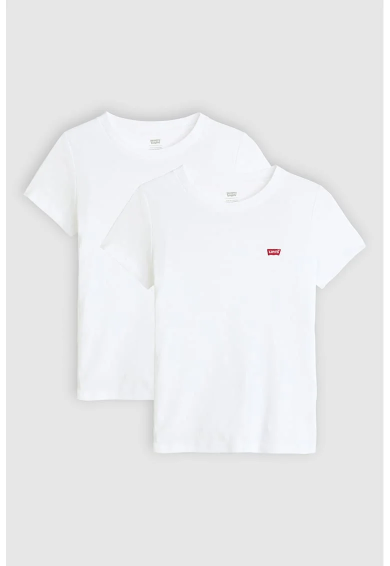 Set de tricouri slim fit de bumbac cu decolteu rotund - 2 piese, Alb