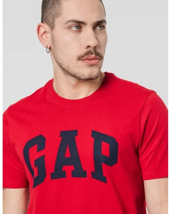 Tricou de bumbac cu imprimeu logo, Rosu