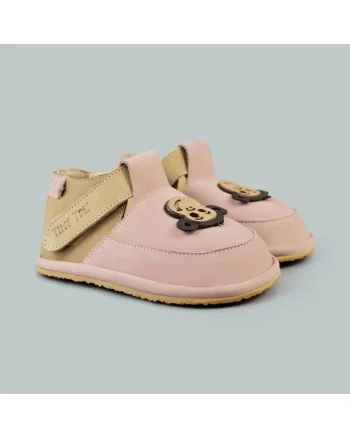 Pantofi Barefoot din piele naturală, Mojo, Roz, Roz pastel