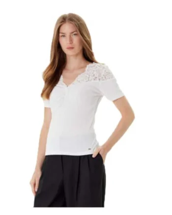 Tricou dama,  viscoza/poliester/elastan, alb,