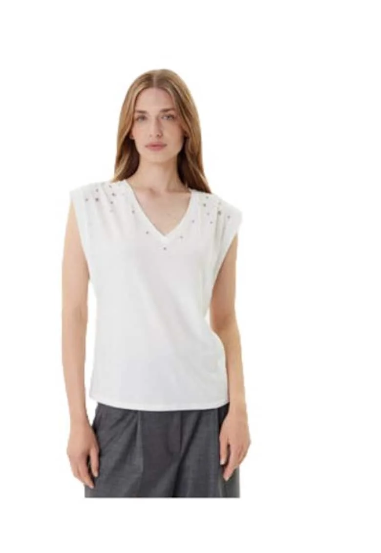 Tricou dama,  bumbac/poliester/elastan, alb,
