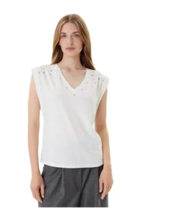 Tricou dama,  bumbac/poliester/elastan, alb,