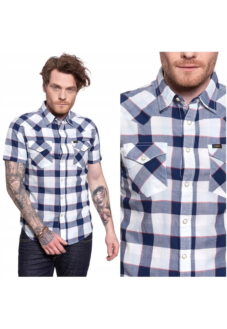 Camasa  Slim Fit, alb, Alb/Negru