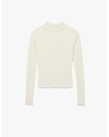 Pulover uni slim fit, Alb fildes