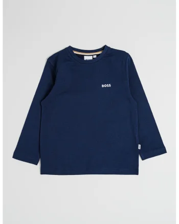 Bluza din bumbac cu decolteu la baza gatului, Bleumarin