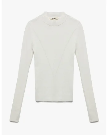 Pulover uni slim fit, Alb murdar