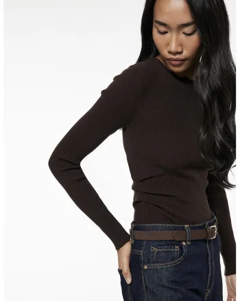 Bluza slim fit striata, Maro inchis