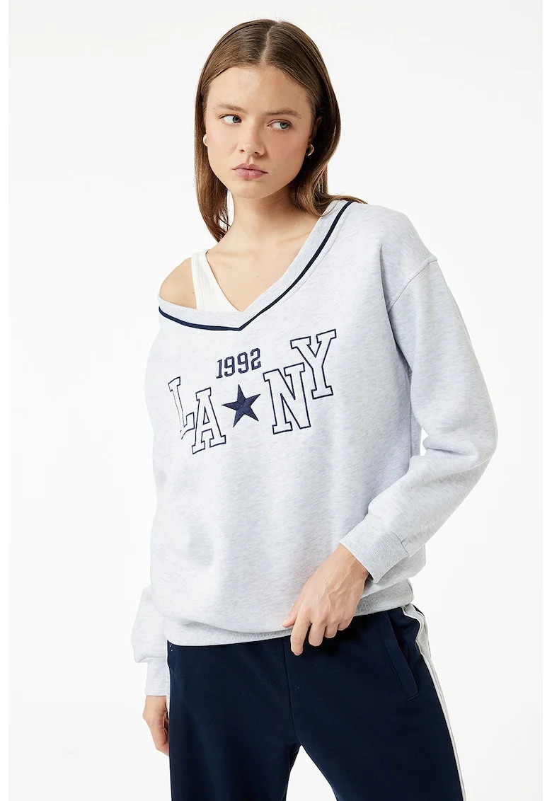 Bluza supradimensionata de trening cu maneci cazute, Gri deschis