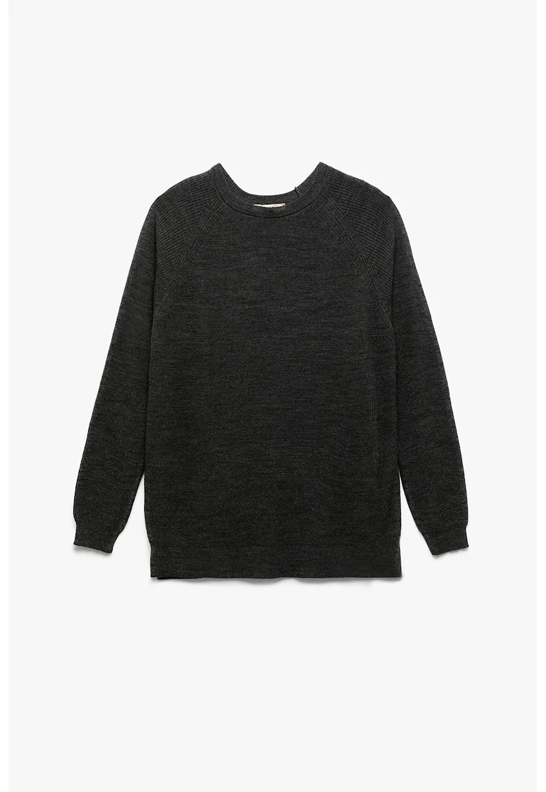 Pulover uni cu decolteu rotund, Negru stins