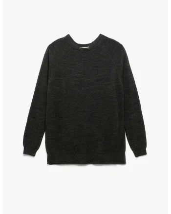 Pulover uni cu decolteu rotund, Negru stins