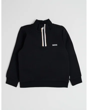 Bluza de trening cu fermoar scurt, Negru