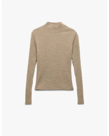 Pulover slim fit striat, Maro taupe