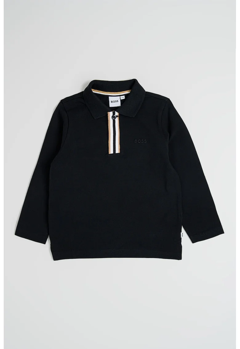 Bluza polo de bumbac, Negru