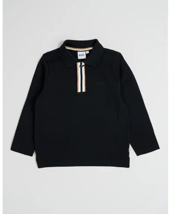 Bluza polo de bumbac, Negru