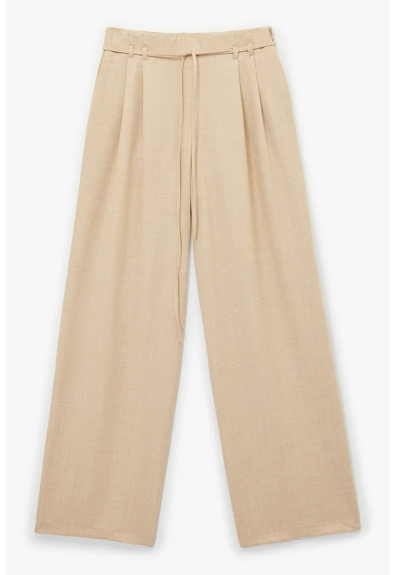 Pantaloni palazzo cu croiala ampla, Bej deschis