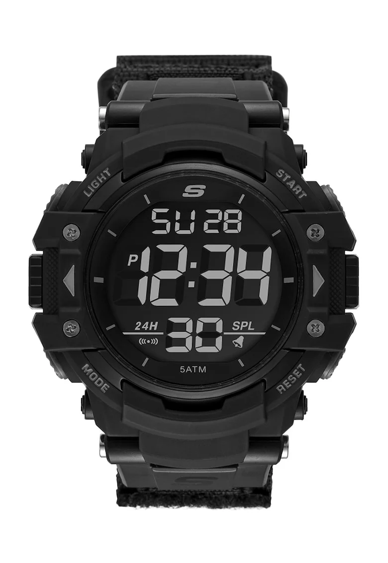 Ceas cronograf digital cu o curea cu velcro, Negru