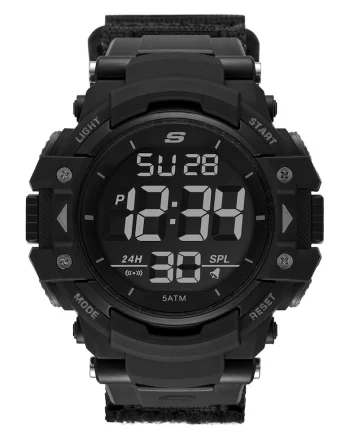 Ceas cronograf digital cu o curea cu velcro, Negru