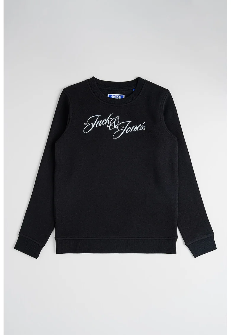 Bluza de trening cu imprimeu logo, Alb/Negru/Albastru deschis