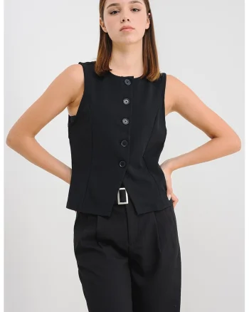 Bluza slim fit cu nasturi, Negru