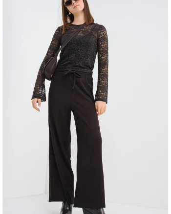 Bluza de dantela Kanya, Maro inchis/Transparent