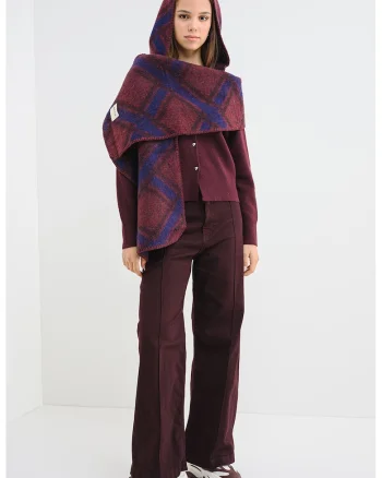 Cardigan cu maneci lungi si nasturi, Violet pruna
