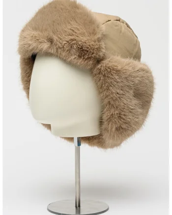 Caciula aviator cu captuseala de blana sintetica Hawker, Maro taupe