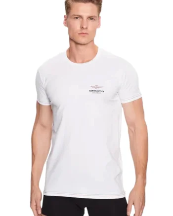 Tricou barbati cu aplicatie logo, Aerronautica Militare, Alb