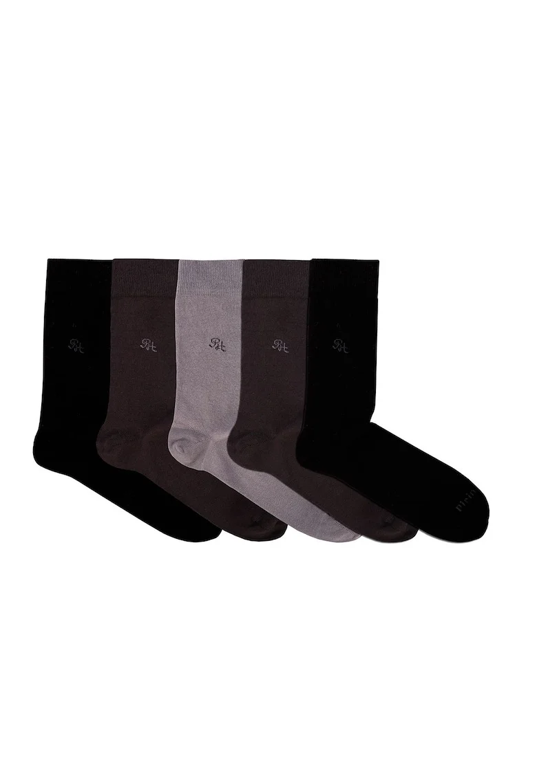 Sosete bambus BOX 5 Cotton Rich Socks Black Antracite Gray